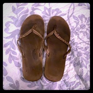 Size 12 Brown Rainbow Braid Flipflops